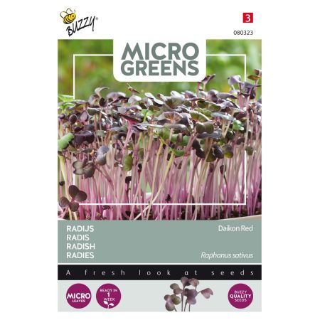 Buzzy Microgreens, Radis Daikon Rouge - Buzzy Microgreens, Radijs Rode Daikon