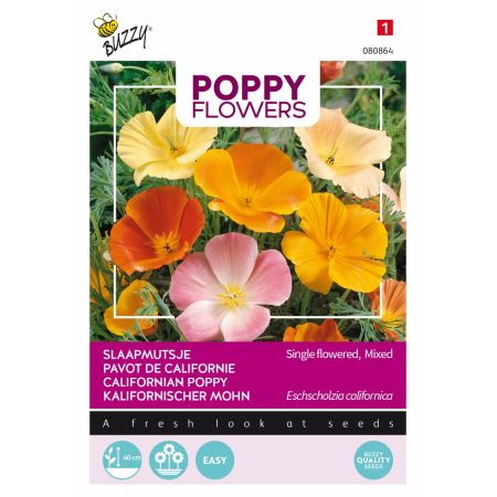 Buzzy Poppy Flowers Pavot de Californie - Buzzy Poppy Flowers, Slaapmutsje
