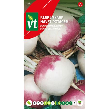 Navet Potager Rond A Collet Rouge - Keukenraap Ronde witte roodkop